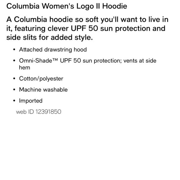 Columbia Logo II Sun Protection UPF 50 Pullover Hoodie Sweatshirt. Oversized - Picture 5 of 6